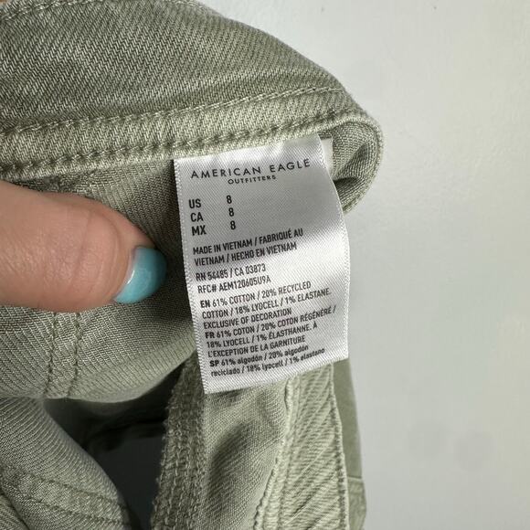 American Eagle Olive Dreamy Drape Stretch Easy Shortie Size 8 NWOT - Picture 7 of 7